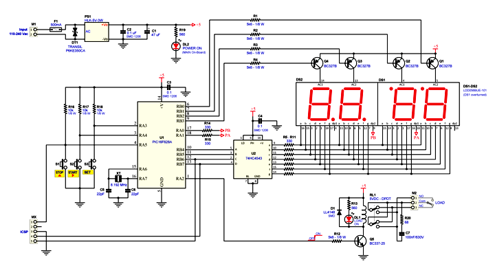 Schematic diagram of Digital Cyclic Timer
